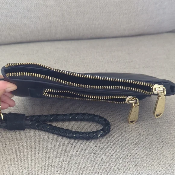 BCBGMaxAzria Black and Gold Wristlet Clutch - Picture 6 of 8